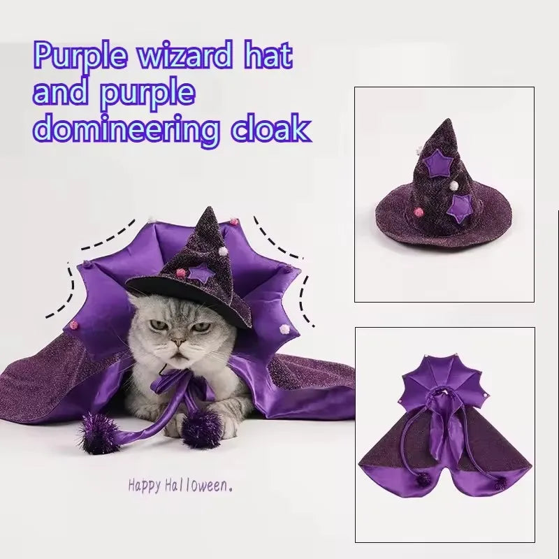 Purple Witch Cloak for Dogs & Cats – Cute Halloween Pet Costume