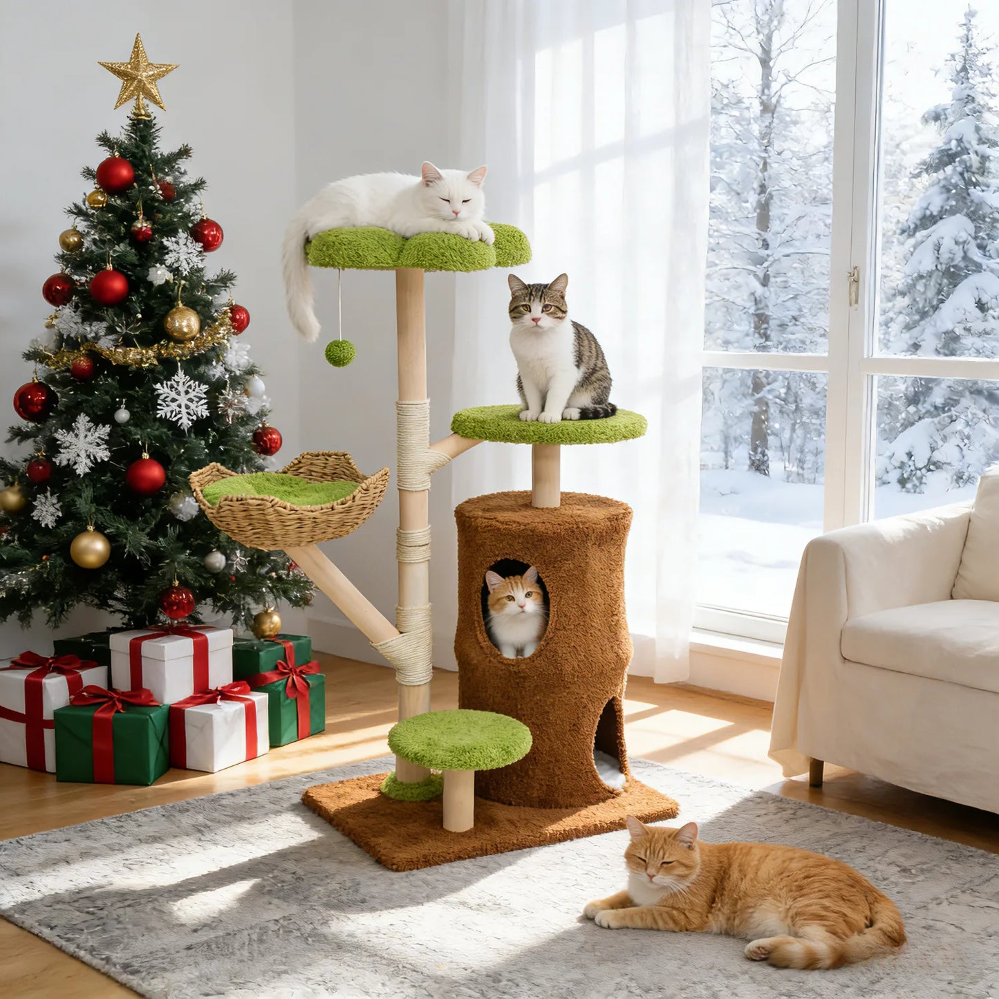 Multi-Level Cat Tree with Hanging Ball & Scratching Posts