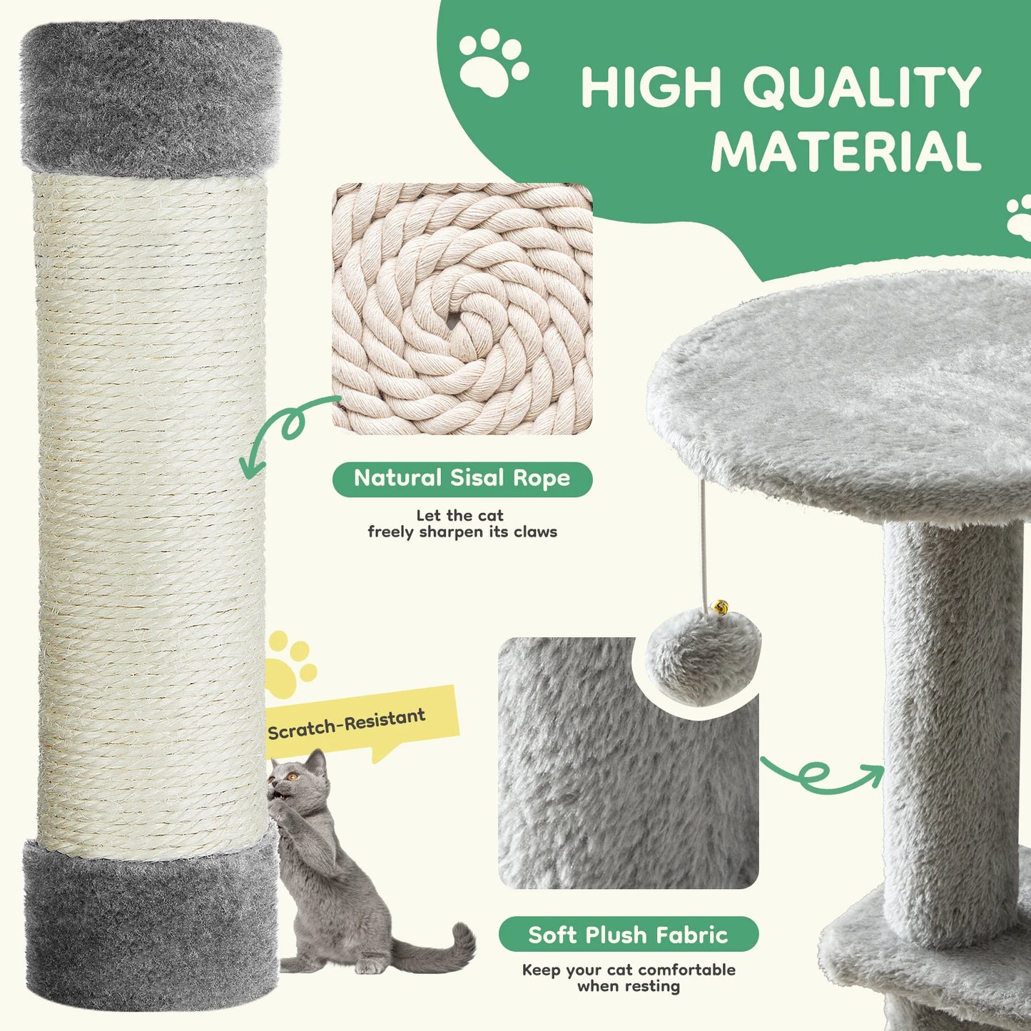 44-Inch Multi-Level Cat Tree & Scratching Tower