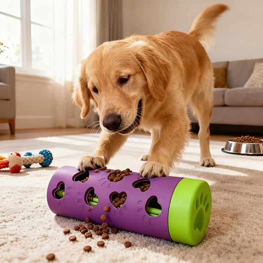 Interactive treat dispenser puzzle toy for dogs and cats with food compartments