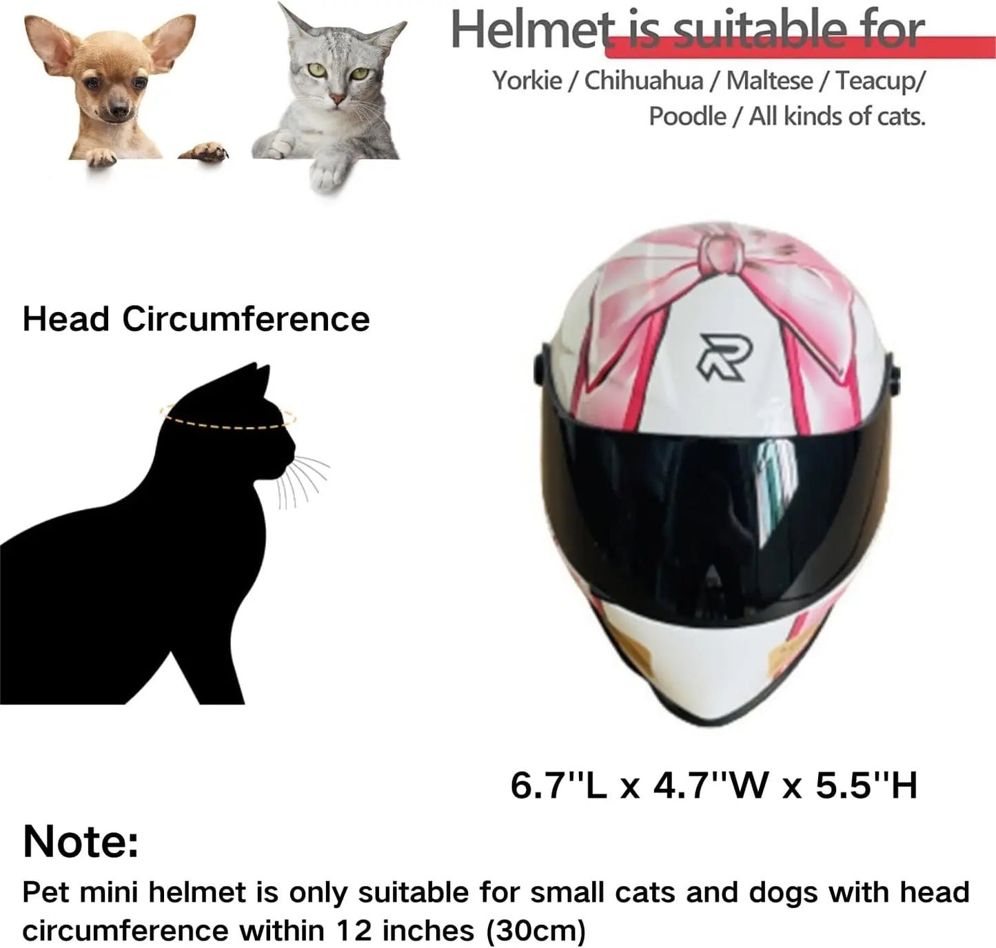 Cat Motorcycle Helmet Full Face Outdoor Riding Helmet Hat ABS Material Cat Dog Doggie Puppy Kitten Pet Supplies Racing PINK NEW