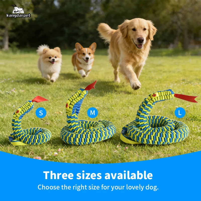 Durable Snake Shaped Dog Rope Toy Interactive Floating Pet Chew Toy for Teething Training Tug of War 3 Sizes