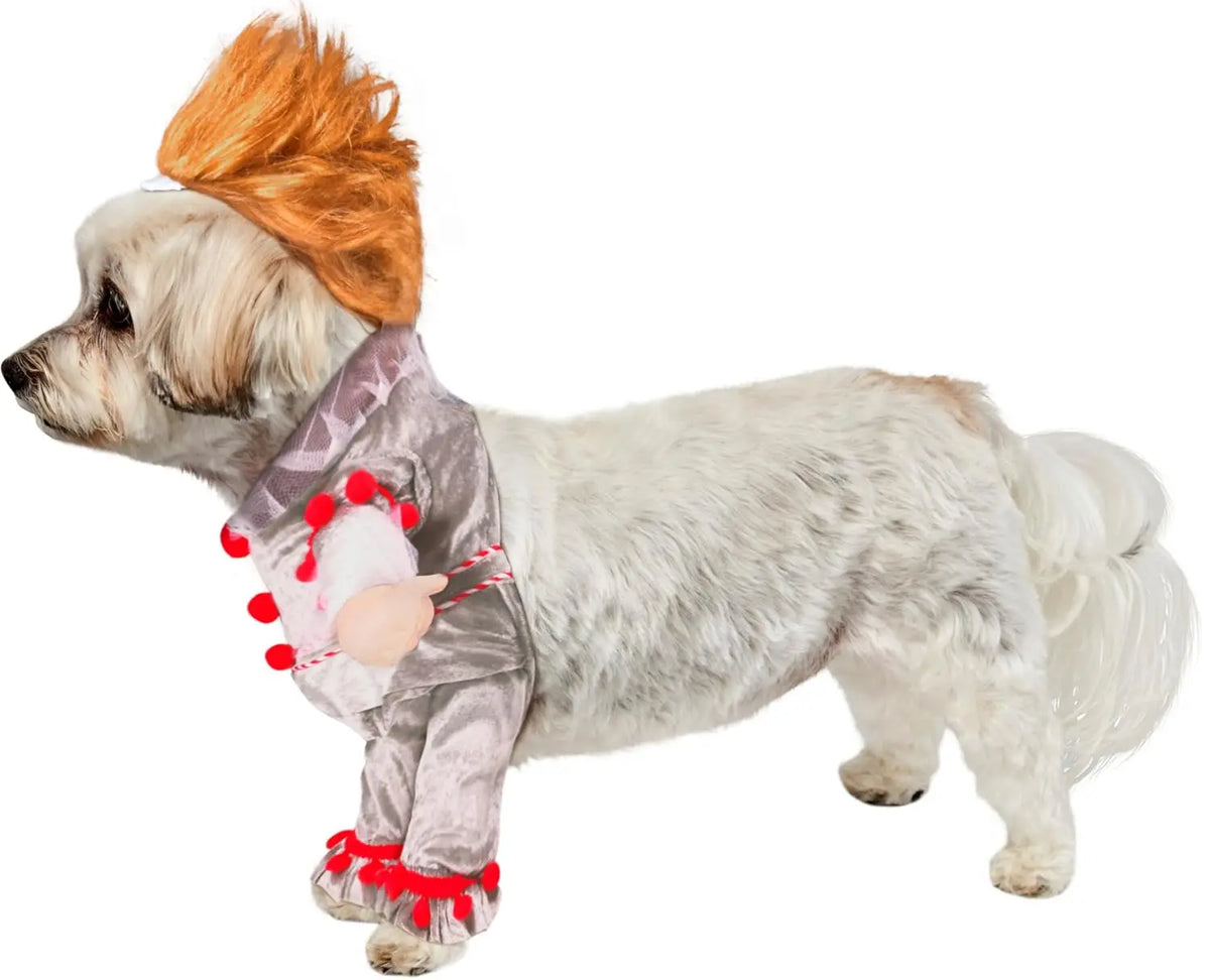 Pennywise Pet Costume for Dogs & Cats – Creepy Clown Halloween Outfit