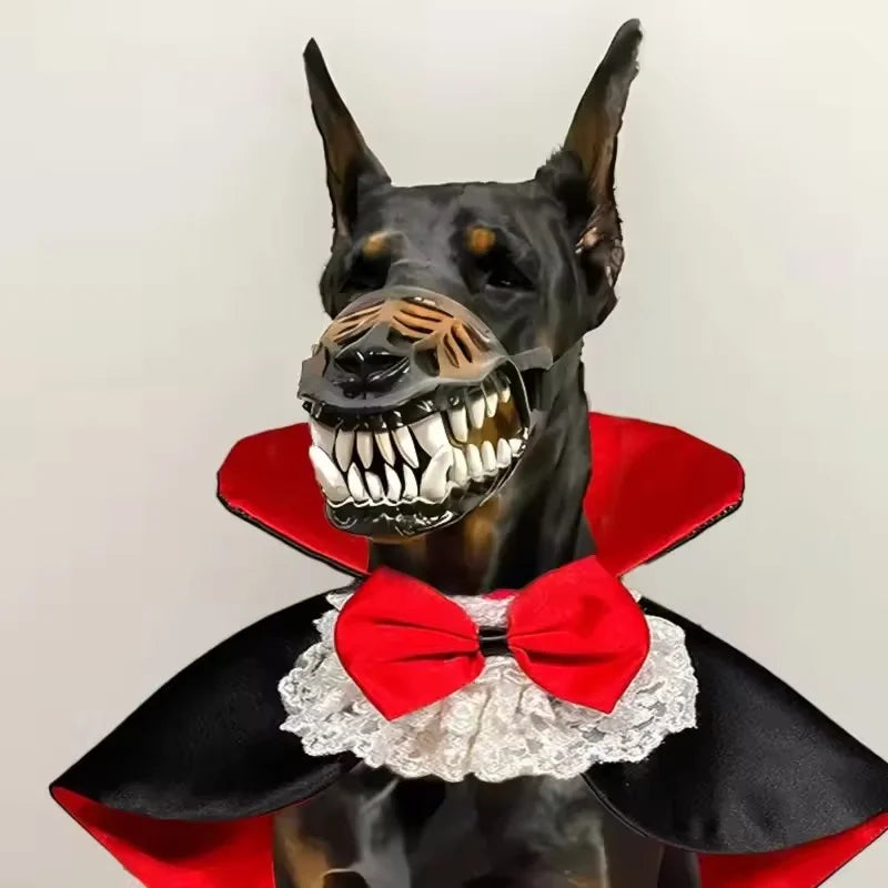 Halloween Dog Muzzle Latex Scary Beast Mouth Mask Movable Teeth Pet Cosplay Costume Muzzle For Dogs Party Dress Up Accessories