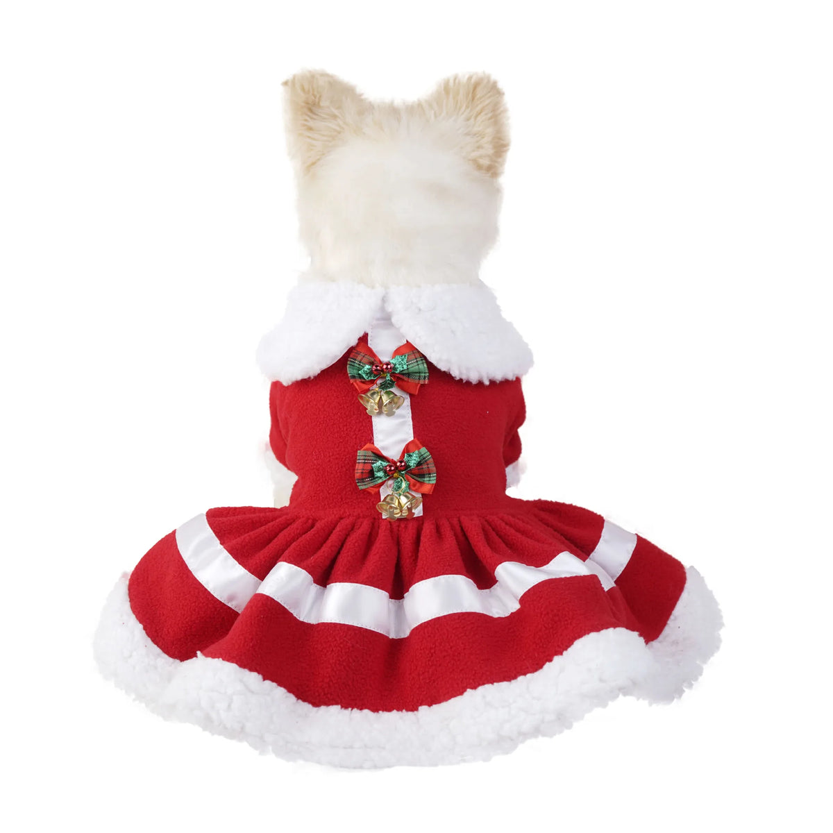 Fleece Pet Dress for Christmas Small Dog Clothes Party Outfit Supplies Festive Pet Costume