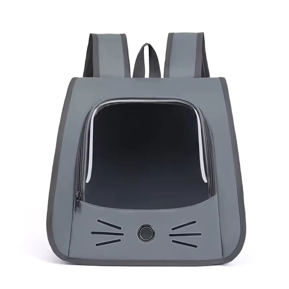 Breathable Oxford Pet Cat Carrier Backpack for Small Dogs, Portable Transparent Travel Outdoor Bag with Side Mesh Pockets, Airy