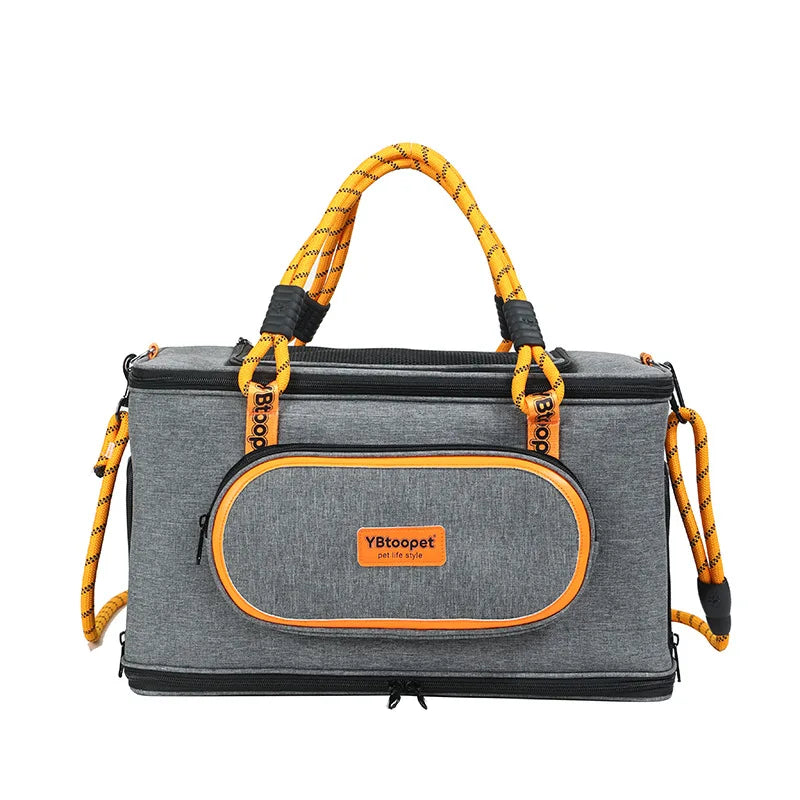 Outdoor Pet Carrier Bag, Water-Resistant Breathable Large Capacity Handbag, Convertible Leash Tote for Cats and Small Dogs