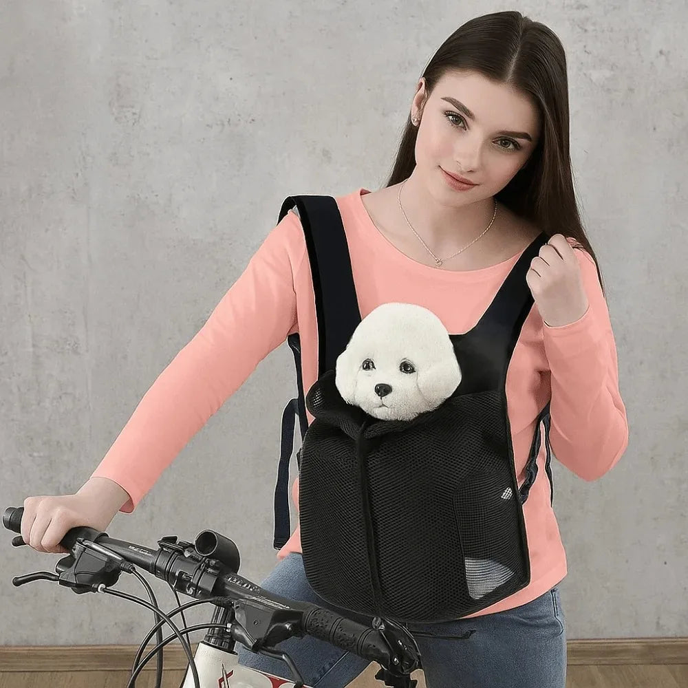 Breathable Foldable Pet Backpack Double Shoulder Chest Carrier, Adjustable Puppy Transport Bag For Outdoor Walking Hiking