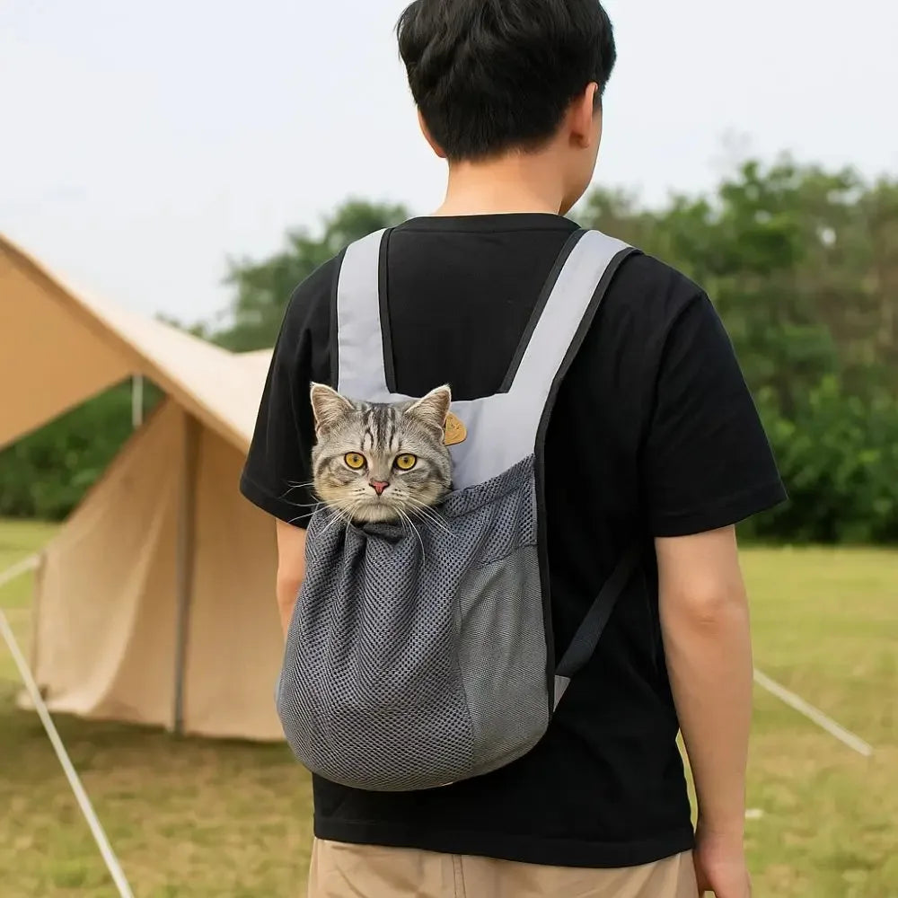 Breathable Foldable Pet Backpack Double Shoulder Chest Carrier, Adjustable Puppy Transport Bag For Outdoor Walking Hiking