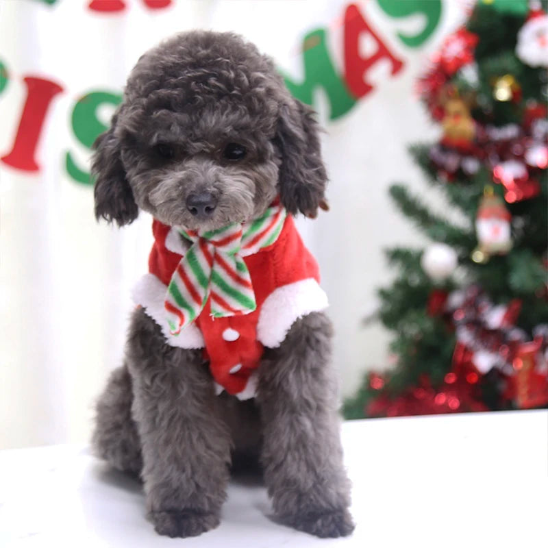 Christmas Reindeer Dog Hoodie Soft Flannel Warm Pet Two-Legged Clothes Xmas Cosplay Costume for Small Dog Cat
