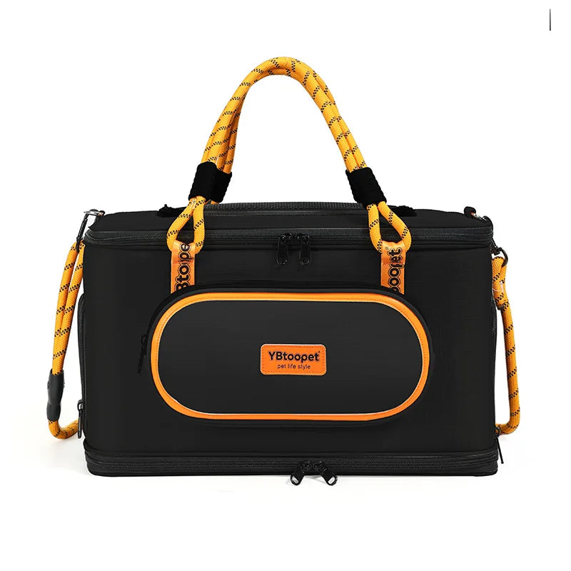 Outdoor Pet Carrier Bag, Water-Resistant Breathable Large Capacity Handbag, Convertible Leash Tote for Cats and Small Dogs