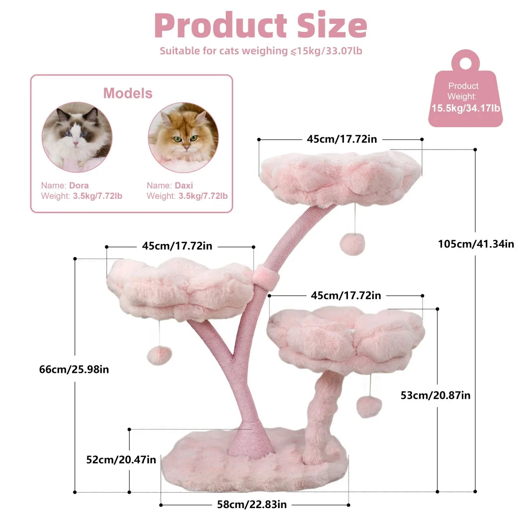 Pink Flower Cat Tree Tower