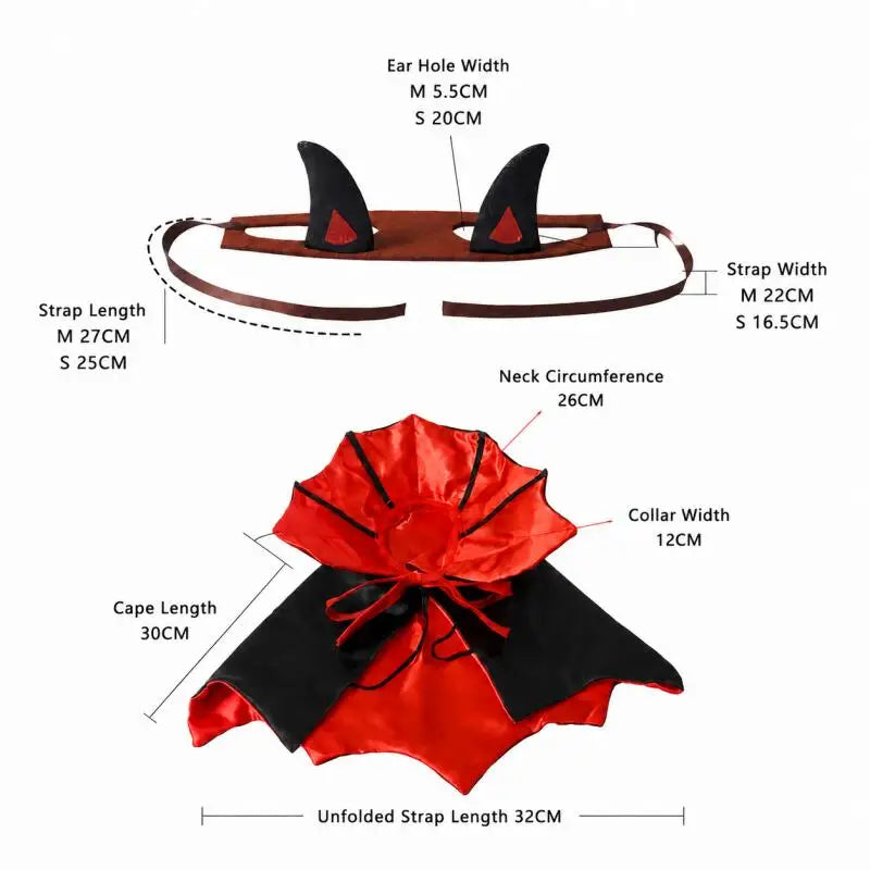 Vampire Cat Halloween Costume – Devil Horn Cape & Pet Headband