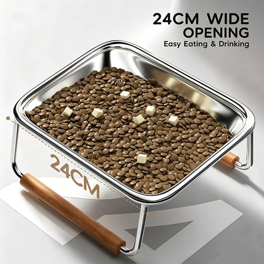 Stainless Steel Double Pet Bowl with Raised Stand