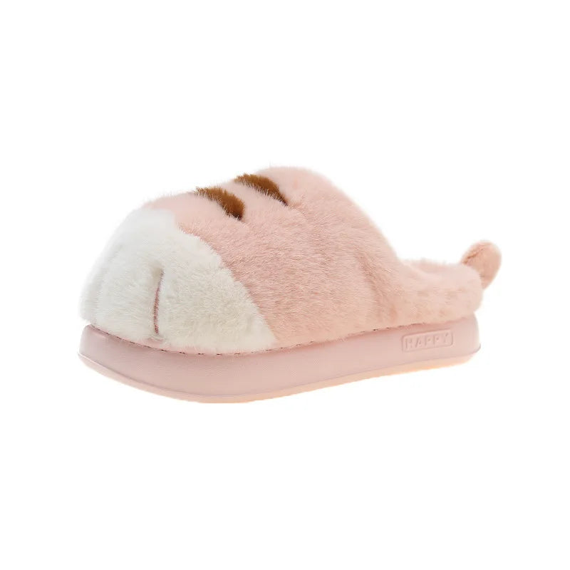 Kitty Claw Plush Slippers – Cute Fuzzy Cat House Shoes for Women