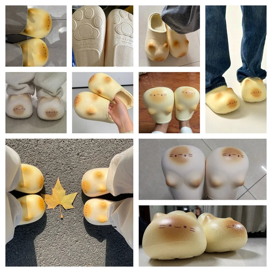 Kawaii Black Cat Paw Slippers – Cute Women’s Cozy House Shoes
