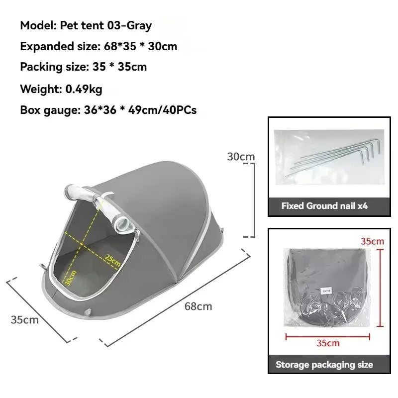 Portable Dog Tent Outdoor Sun Protection Waterproof Breathable Pet House For Small Medium Dogs Foldable Anti UV Beach Camping