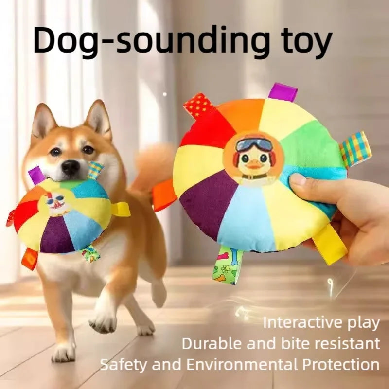 Plush Disc Dog Toy Sound Making Bite Resistant Teeth Grinding Boredom Relief Self Fun Energy Consuming Pet Chew Toy