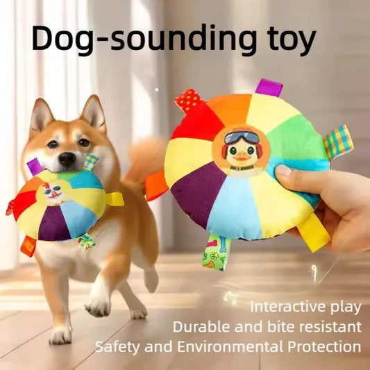 Plush Disc Dog Toy Sound Making Bite Resistant Teeth Grinding Boredom Relief Self Fun Energy Consuming Pet Chew Toy