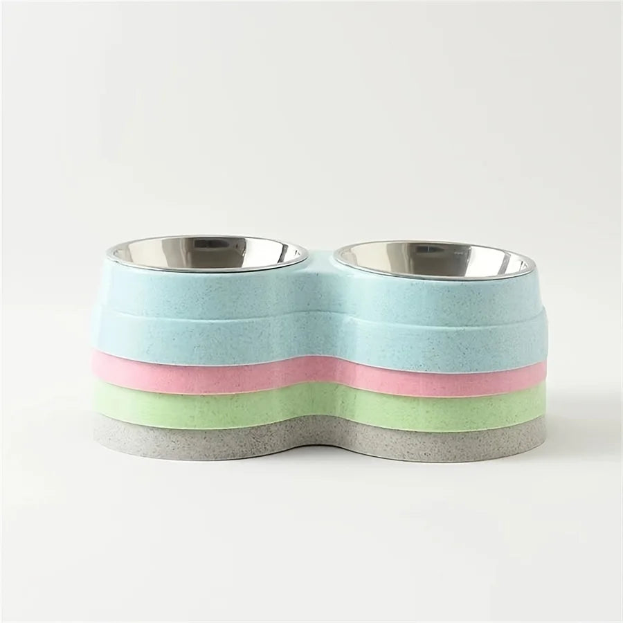 Double Stainless Steel Pet Bowls for Dogs & Cats