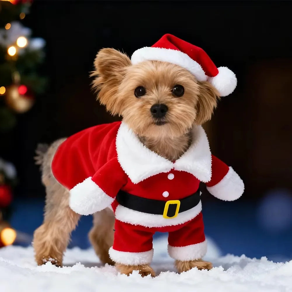 Christmas Pet Costume for Small Dogs Cats Funny Santa Claus Cosplay Dog Jumpsuit for Party Cute Pets Clothes Chihuahua Pug Coat