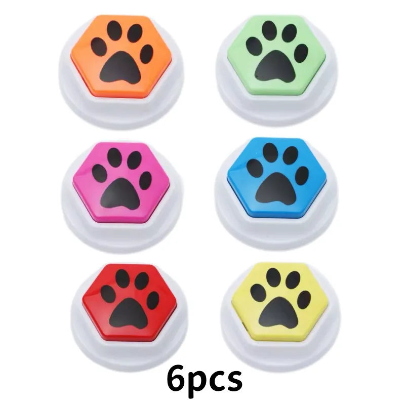 Dog Recordable Talking Sound Button Dog Toy Interactive Voice Buttons For Communication Hexagonal Paw Print Pattern Dog Training