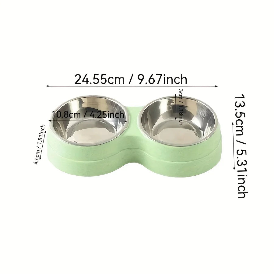 Double Stainless Steel Pet Bowls for Dogs & Cats