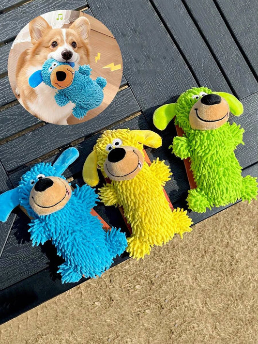 Squealing dog toy, mop toy, with sound and movement, blue self-entertainment toy, bite-resistant and teeth-grinding resistant, sound-making pet accessory for small dogs