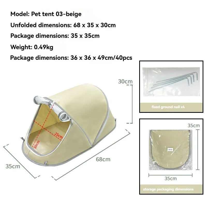 Portable Dog Tent Outdoor Sun Protection Waterproof Breathable Pet House For Small Medium Dogs Foldable Anti UV Beach Camping