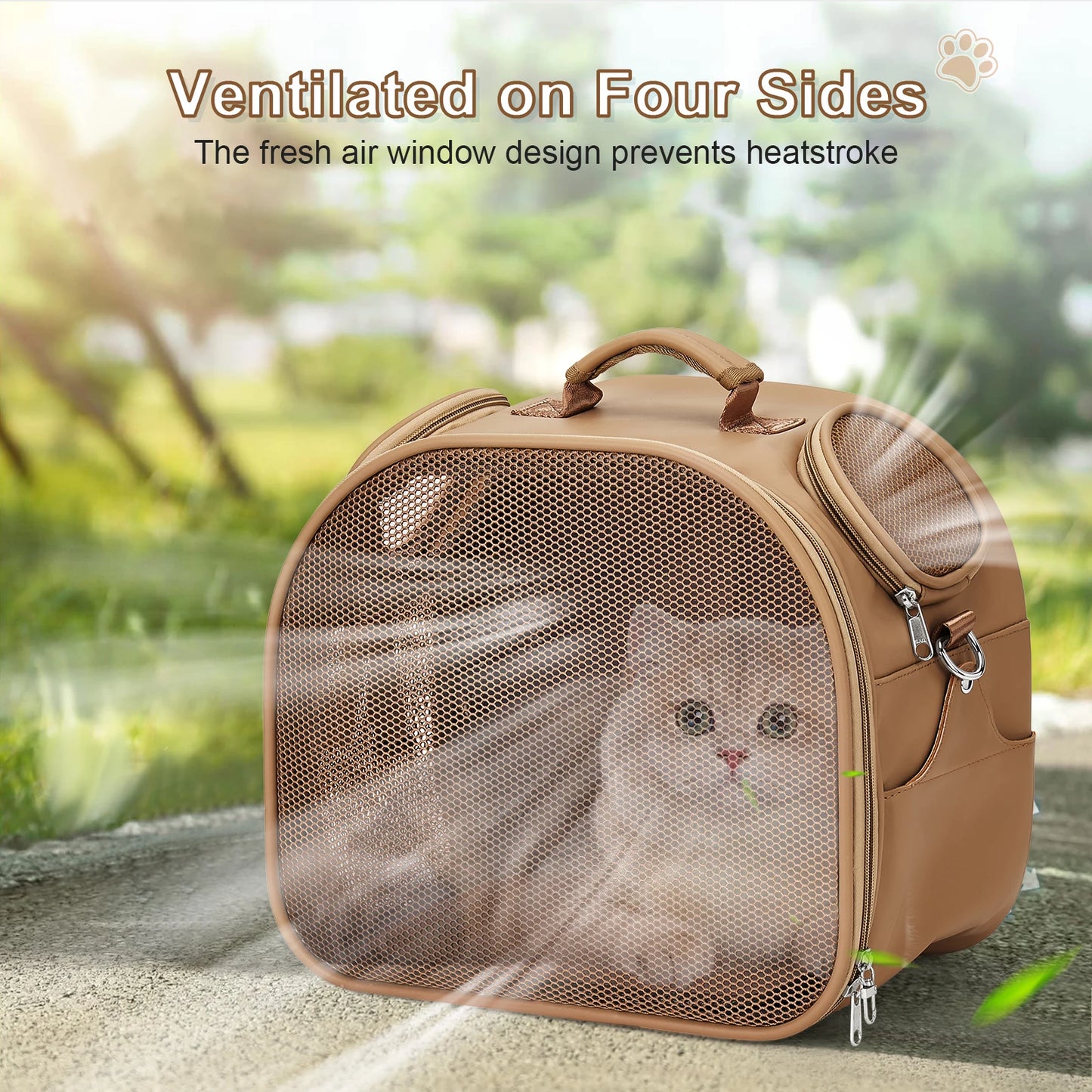 Carry on Pet Carrier Airline Approved Portable Cat Backpack Carrier - Breathable Mesh Design Lightweight for Small to Medium