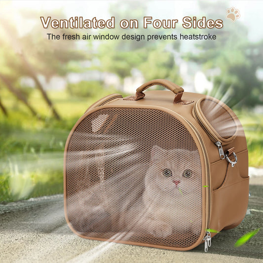 Carry on Pet Carrier Airline Approved Portable Cat Backpack Carrier - Breathable Mesh Design Lightweight for Small to Medium