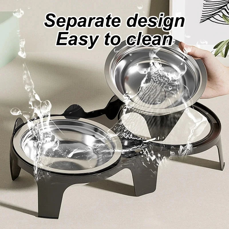 Anti-Tip Double Stainless Steel Pet Bowls for Dogs & Cats