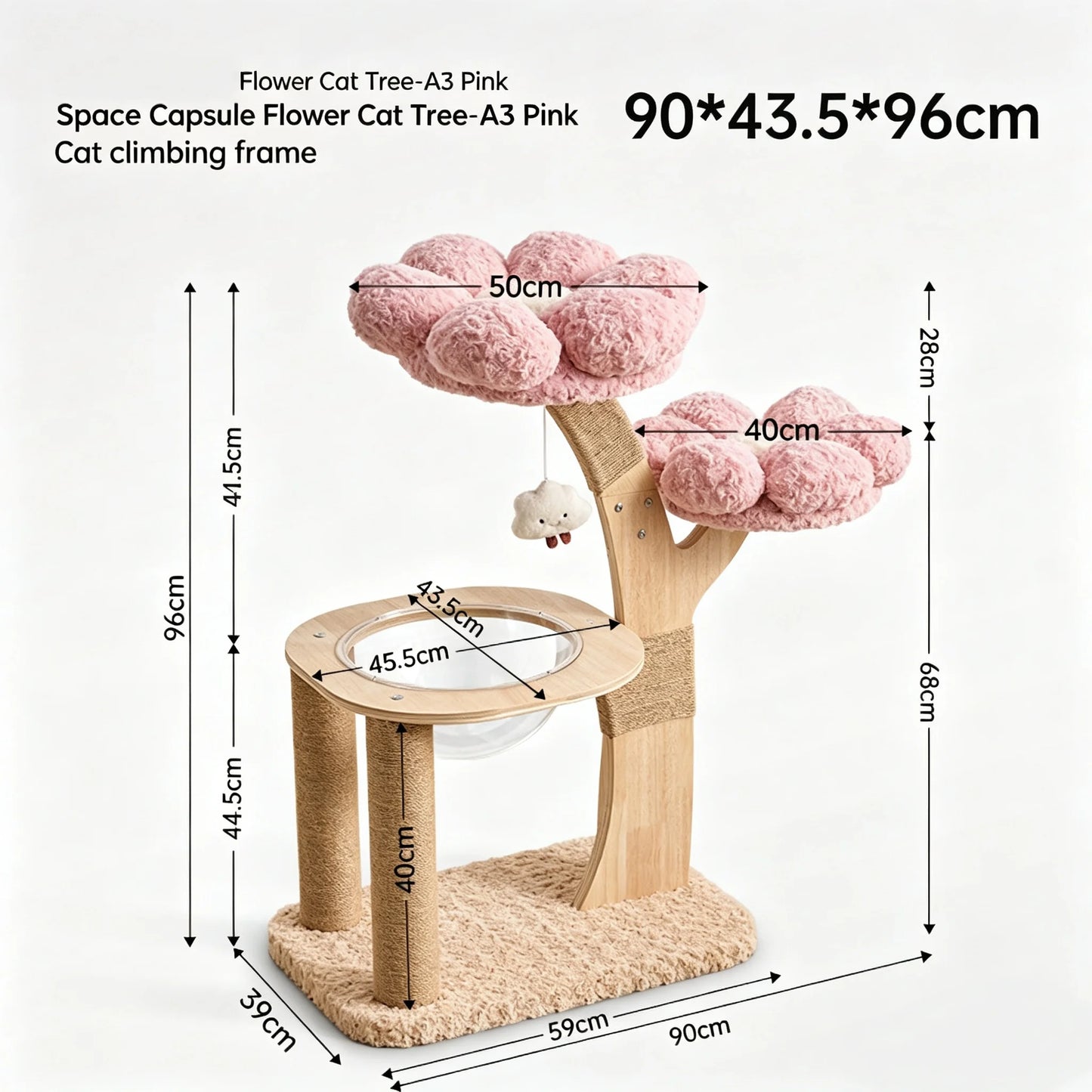 Pink Flower Cat Tree Tower