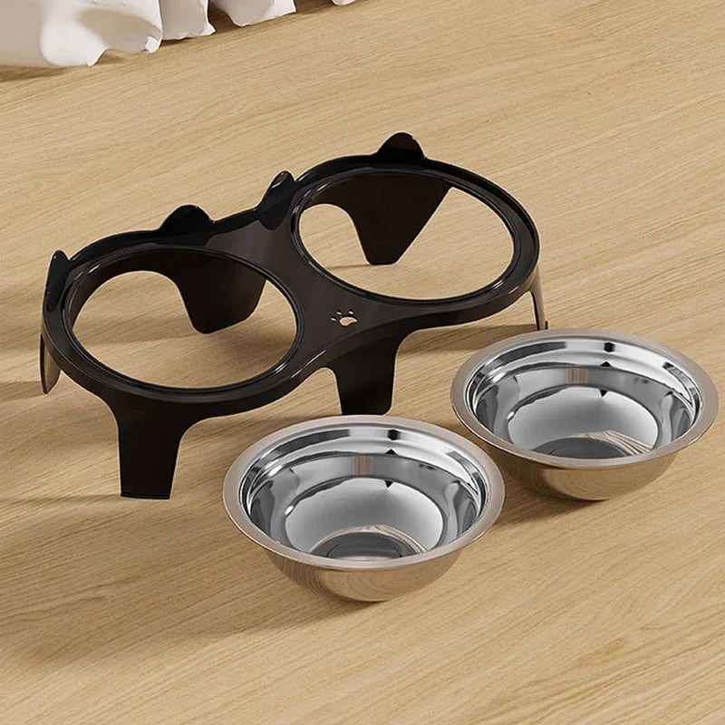 Anti-Tip Double Stainless Steel Pet Bowls for Dogs & Cats