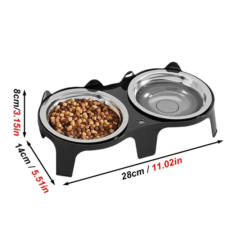 Anti-Tip Double Stainless Steel Pet Bowls for Dogs & Cats