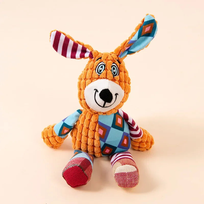 Spliced Animal Plush Pet Toy Bite Resistant Squeaky Interactive Chew Toy Dog Cat Teeth Cleaning Daily Pet Supply