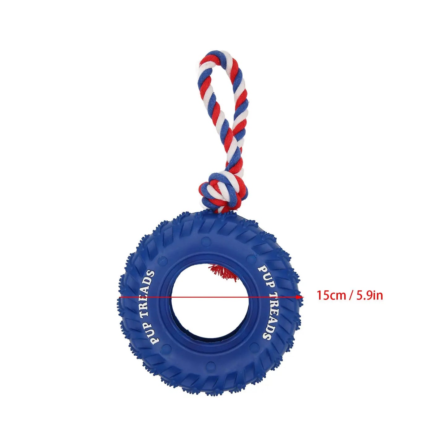 Natural Rubber Tire & Organic Cotton Rope Heavy Duty Dog Toy - Large Breed Indestructible Tug of War Chew Toy