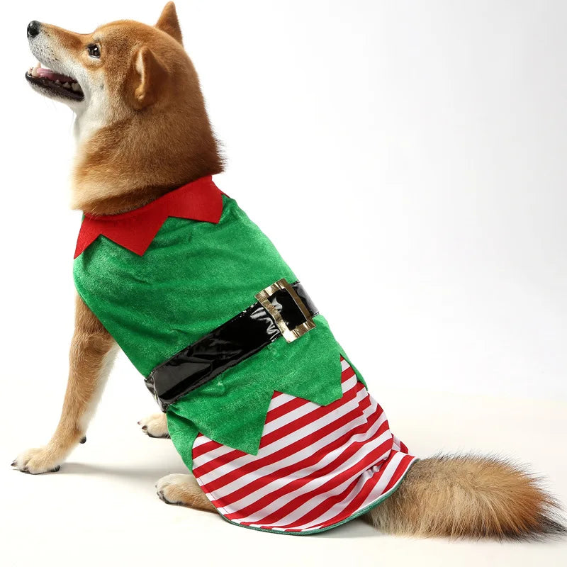 Christmas Elf Costume for Dogs & Cats – Cute Holiday Pet Dress-Up Outfit