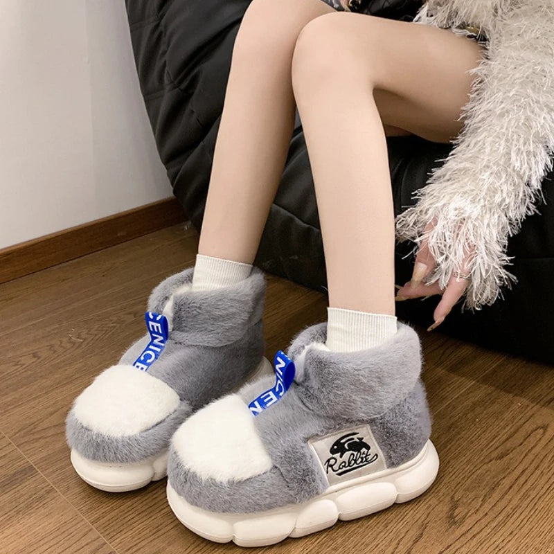 Women’s Purple Plush Platform Slippers – Cozy Winter House Shoes