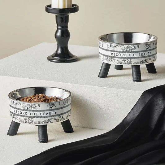 Elevated Stainless Steel Cat Bowl with Non-Slip Stand