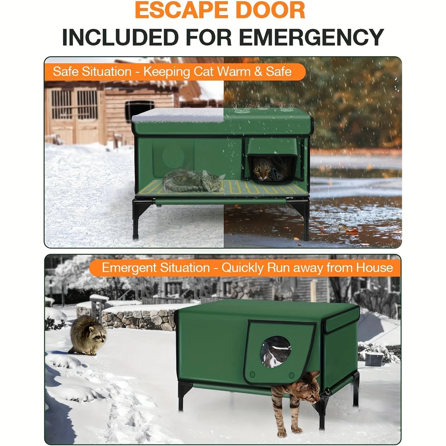 Outdoor Cat House Waterproof Weatherproof Shelter for Cats Feral Cat Shelter Winter Warm Pet House Outdoor Cat Bed