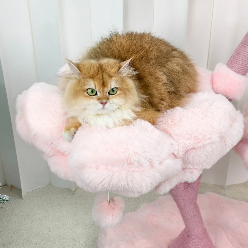 Pink Flower Cat Tree Tower