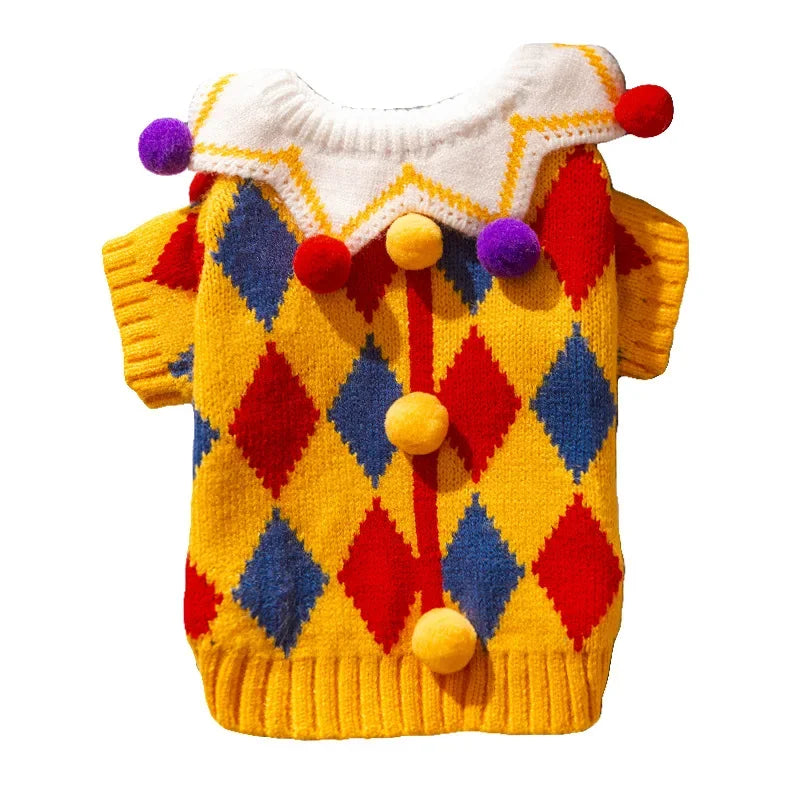 Funny Clown Dog Sweater – Halloween Costume & Cute Pet Dress-Up Outfit