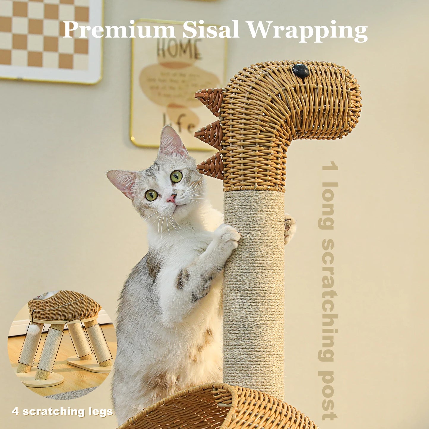 Dinosaur Cat Tree with Sisal Scratching Post