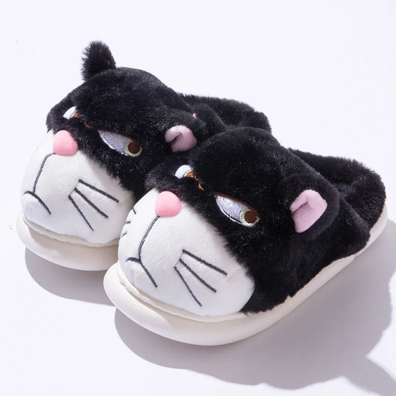 Women’s Cat Plush Slippers – Cute Fuzzy Cozy House Shoes