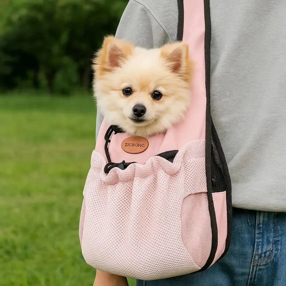 Breathable Foldable Pet Backpack Double Shoulder Chest Carrier, Adjustable Puppy Transport Bag For Outdoor Walking Hiking
