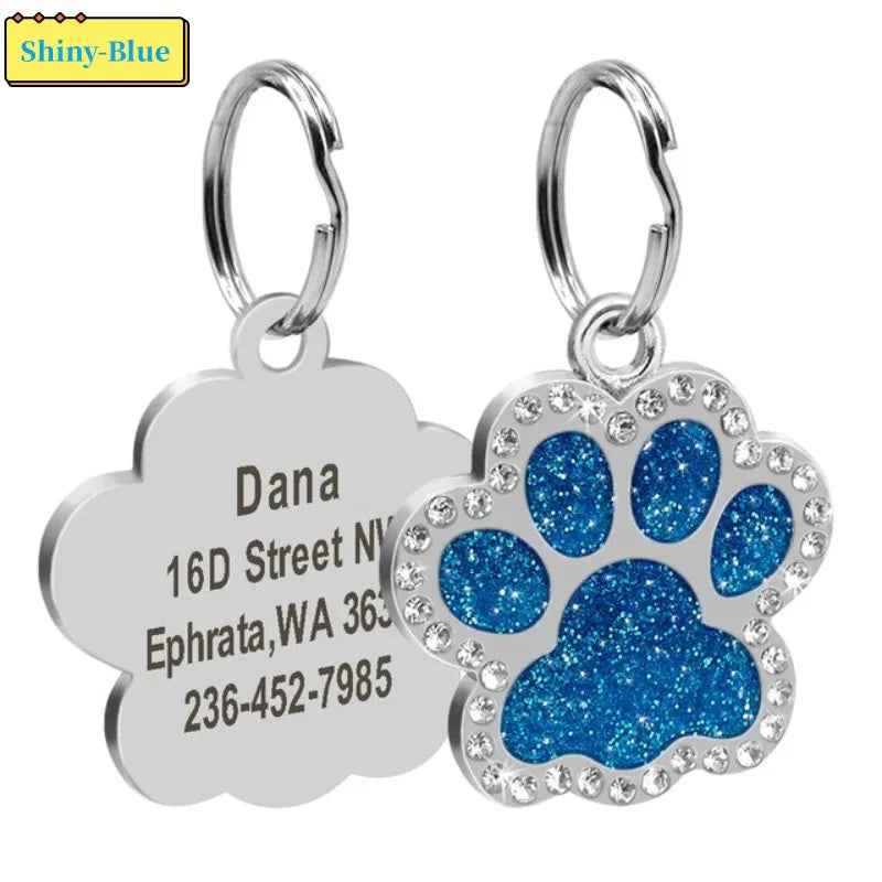 Personalized Paw Print Pet ID Tag – Custom Dog & Cat Collar Tag