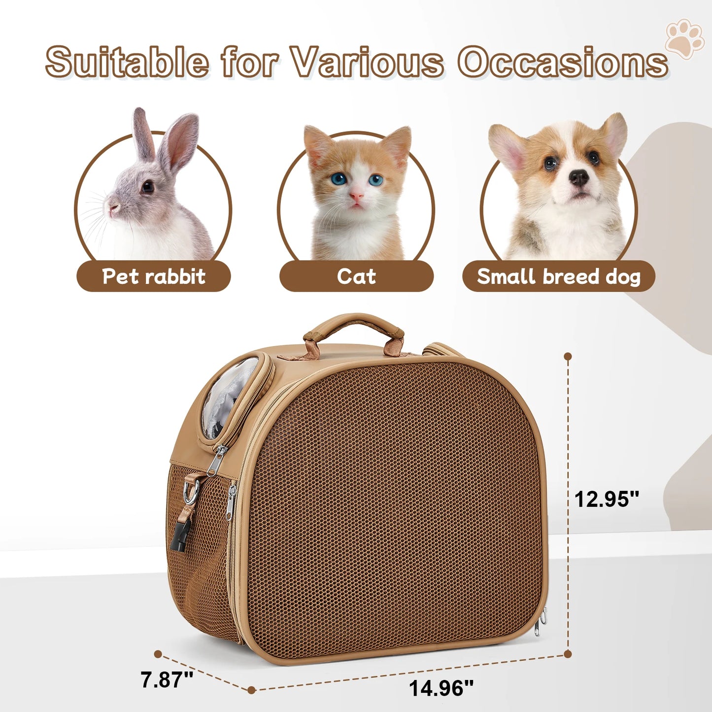 Carry on Pet Carrier Airline Approved Portable Cat Backpack Carrier - Breathable Mesh Design Lightweight for Small to Medium