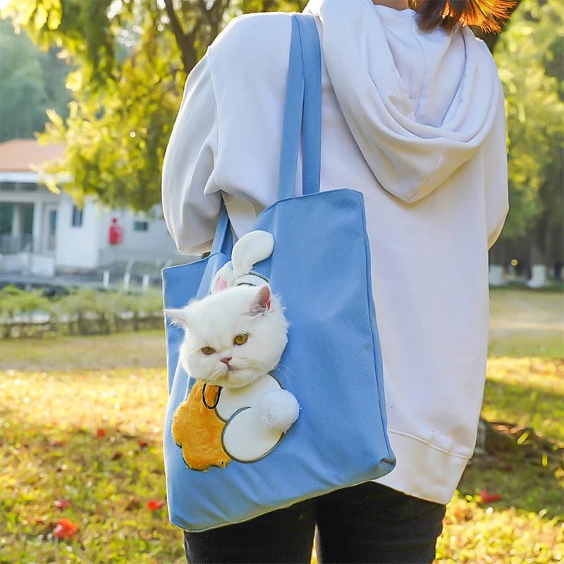 Portable Crossbody Pet Outing Bag Breathable Mesh Single Shoulder Cat Carrier for Small Dogs Hands-Free Outdoor Travel Sling