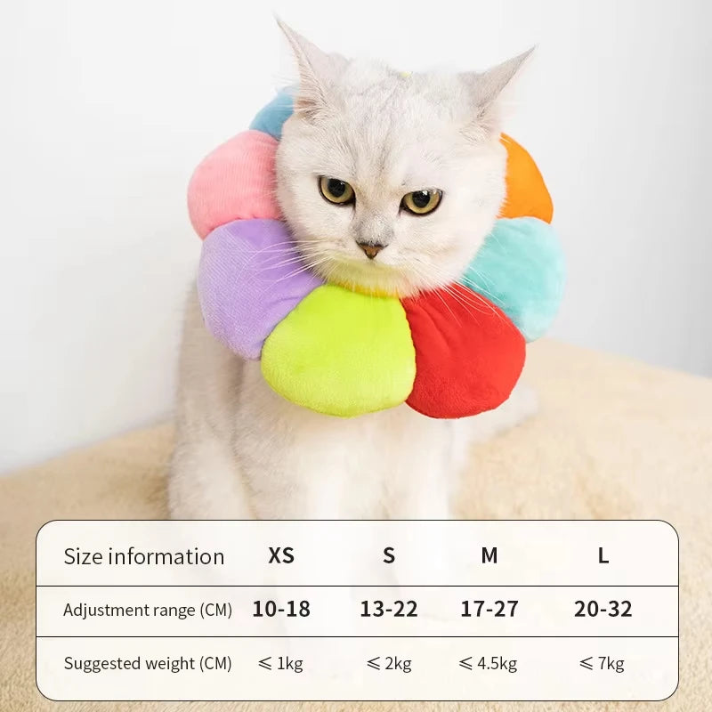 Rainbow Flower Cat Elizabethan Collar Pet Dog Neck Cone Recovery Collar Anti-bite Protective Medical Neck Ring Pet Accessories